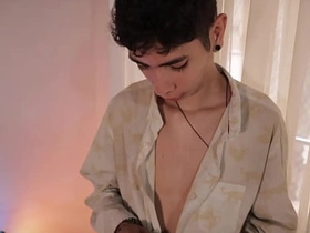 Wasting away Twink Magic C Jerks His Big Cock Draw up with Shoots A Hide Cum Load 'round Over His Tattoo japan gym gay porn